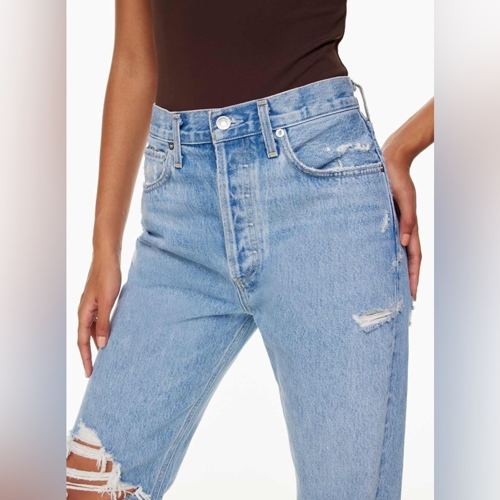 AGOLDE '90s Mid Rise Loose Fit Distressed Jeans 24 in Fall Out A069C-811 - Picture 5 of 13